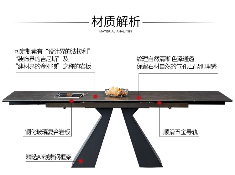 Extendable Extending Dining Table Coffee Restaurant Kitchen Study Dining Table Modern Luxury Service Mesa Living Room Furniture