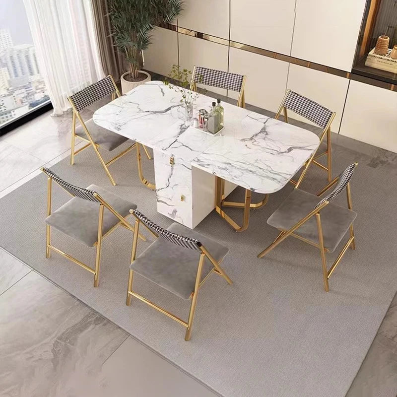 Folding Dining Table 8-10 People Table Set 1.6m Square Table With Chair Set Furniture For Dining Room Apartment Living Room