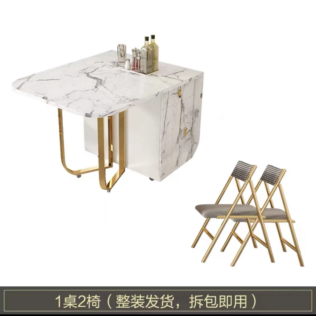 Folding Dining Table 8-10 People Table Set 1.6m Square Table With Chair Set Furniture For Dining Room Apartment Living Room