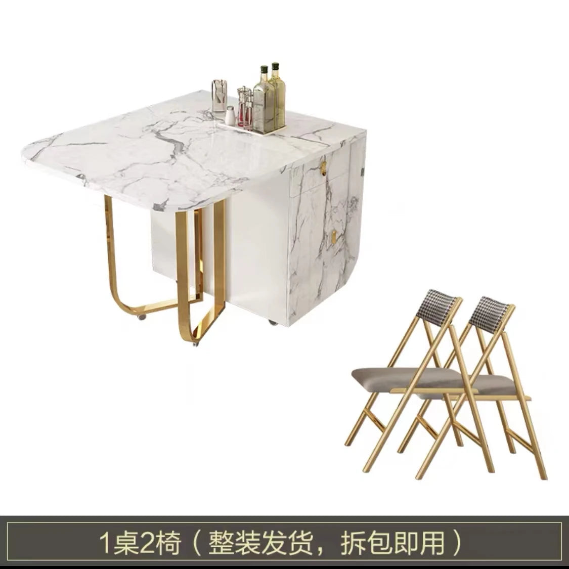 Folding Dining Table 8-10 People Table Set 1.6m Square Table With Chair Set Furniture For Dining Room Apartment Living Room