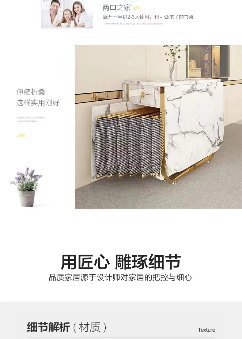 Folding Dining Table 8-10 People Table Set 1.6m Square Table With Chair Set Furniture For Dining Room Apartment Living Room