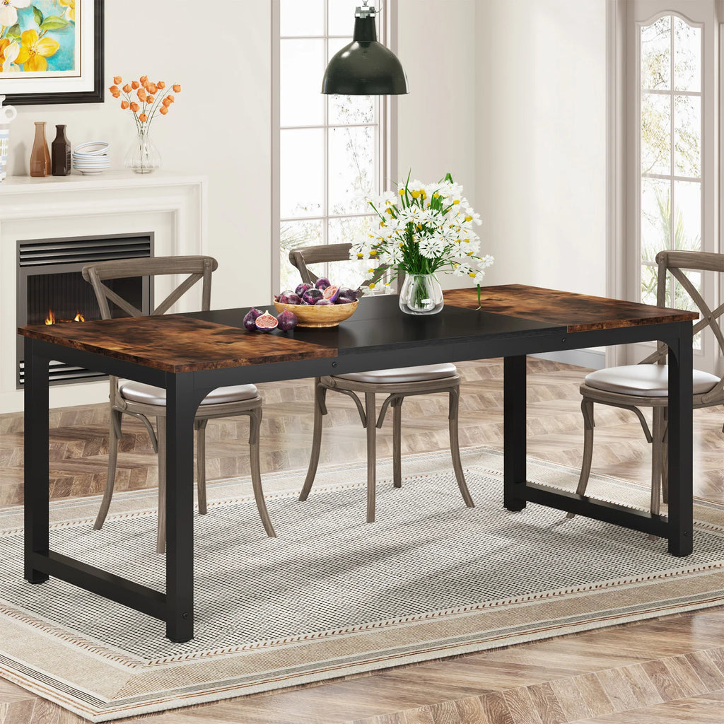 Tribesigns 63"x31.5" Dining Table, Industrial Kitchen Table for 6-8 Person, Rectangular Dinner Table for Dining Room Kitchen