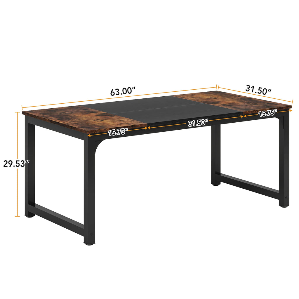 Tribesigns 63"x31.5" Dining Table, Industrial Kitchen Table for 6-8 Person, Rectangular Dinner Table for Dining Room Kitchen