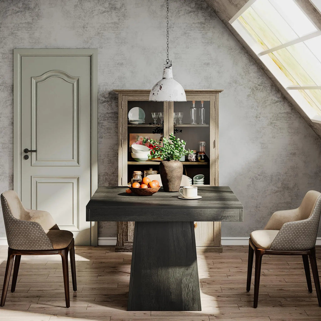Tribesigns Square Dining Table for 4, 31.5-Inch Kitchen Table Small Dinner Table with Sturdy Pedestal Base, Farmhouse Dining Roo