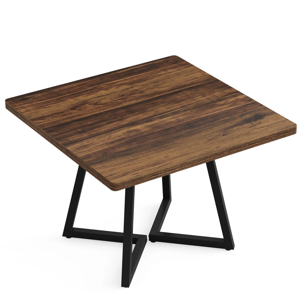Tribesigns Square Dining Table for 4, 31.5" Industrial Dinner Table with Metal Base, Wood Kitchen Table for Dining Room