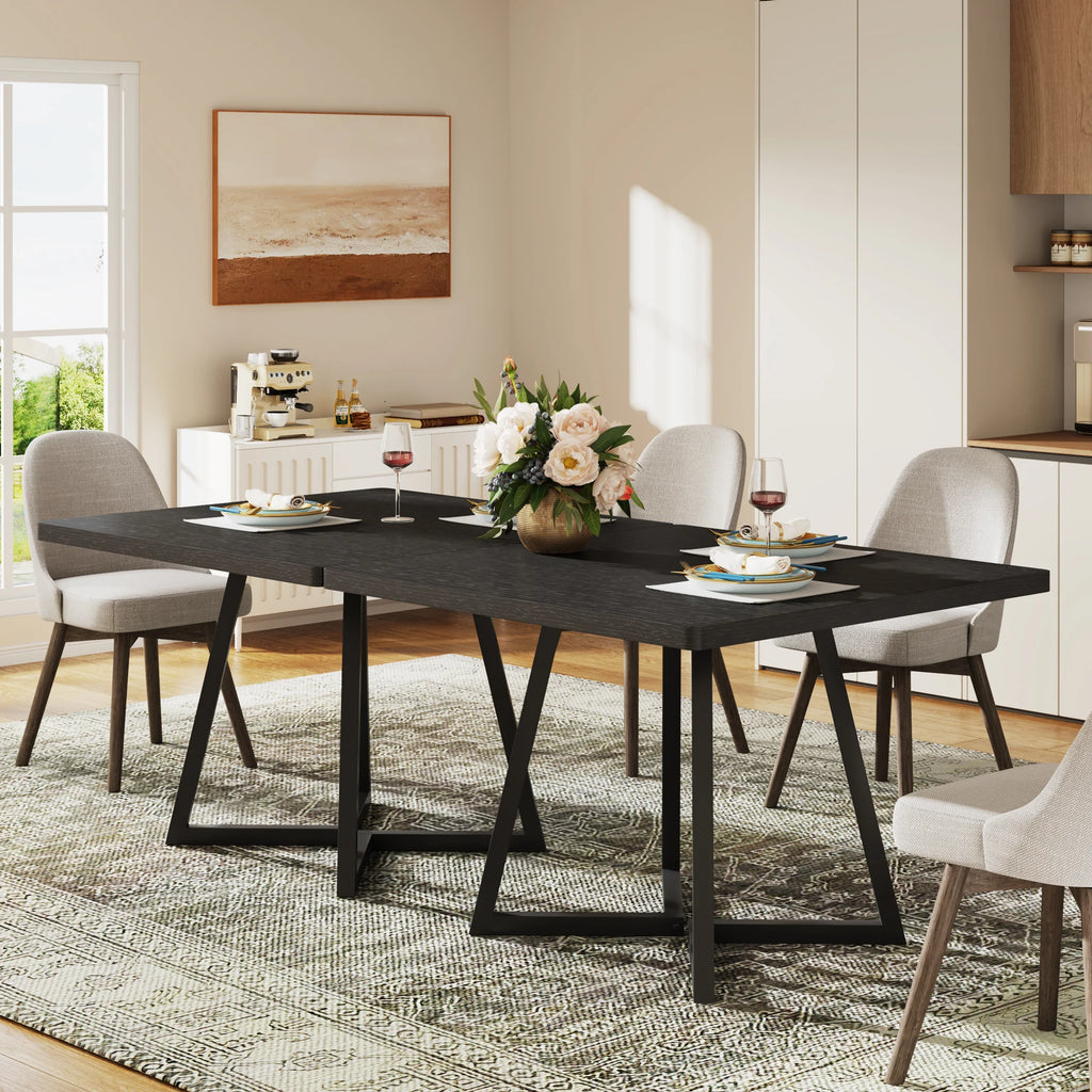 Tribesigns Square Dining Table for 4, 31.5" Industrial Dinner Table with Metal Base, Wood Kitchen Table for Dining Room