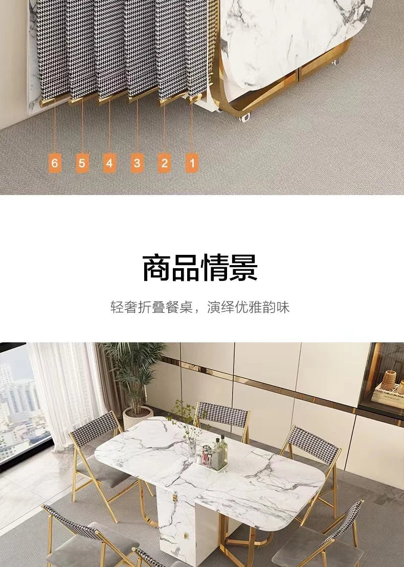 Folding Dining Table 8-10 People Table Set 1.6m Square Table With Chair Set Furniture For Dining Room Apartment Living Room