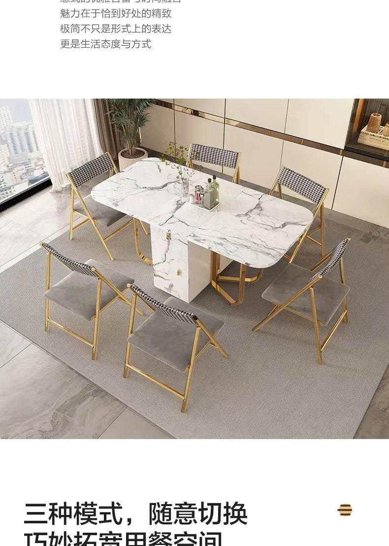 Folding Dining Table 8-10 People Table Set 1.6m Square Table With Chair Set Furniture For Dining Room Apartment Living Room