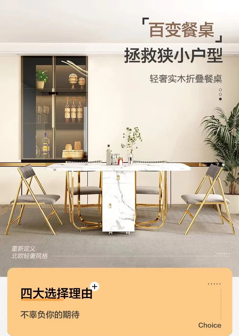 Folding Dining Table 8-10 People Table Set 1.6m Square Table With Chair Set Furniture For Dining Room Apartment Living Room