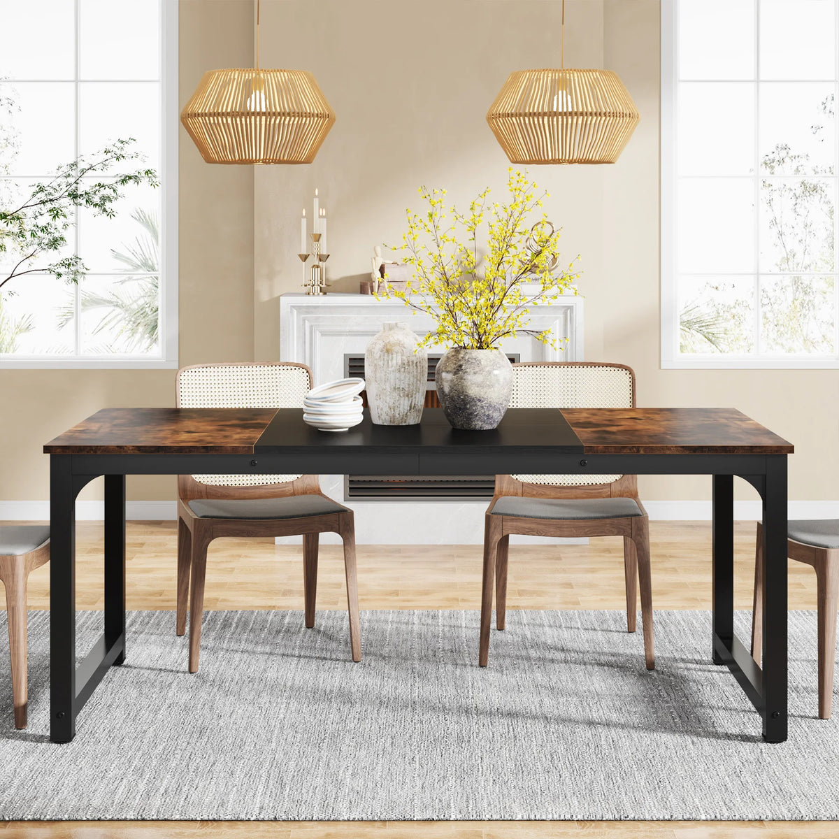 Tribesigns 63"x31.5" Dining Table, Industrial Kitchen Table for 6-8 Person, Rectangular Dinner Table for Dining Room Kitchen