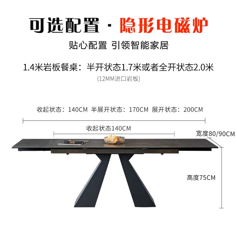 Extendable Extending Dining Table Coffee Restaurant Kitchen Study Dining Table Modern Luxury Service Mesa Living Room Furniture