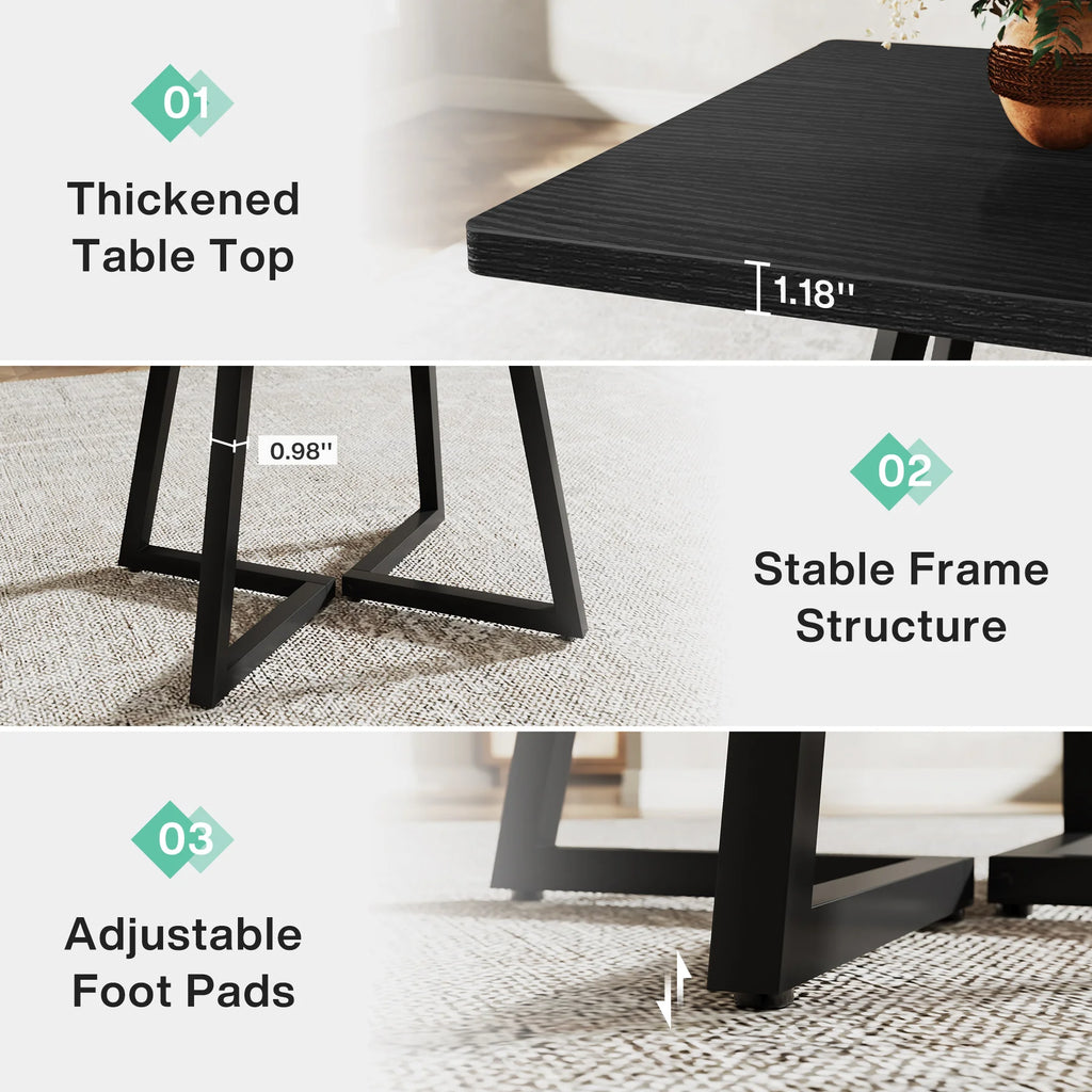 Tribesigns Square Dining Table for 4, 31.5" Industrial Dinner Table with Metal Base, Wood Kitchen Table for Dining Room