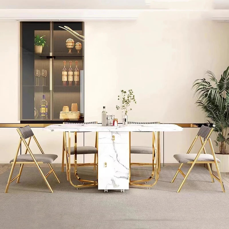 Folding Dining Table 8-10 People Table Set 1.6m Square Table With Chair Set Furniture For Dining Room Apartment Living Room