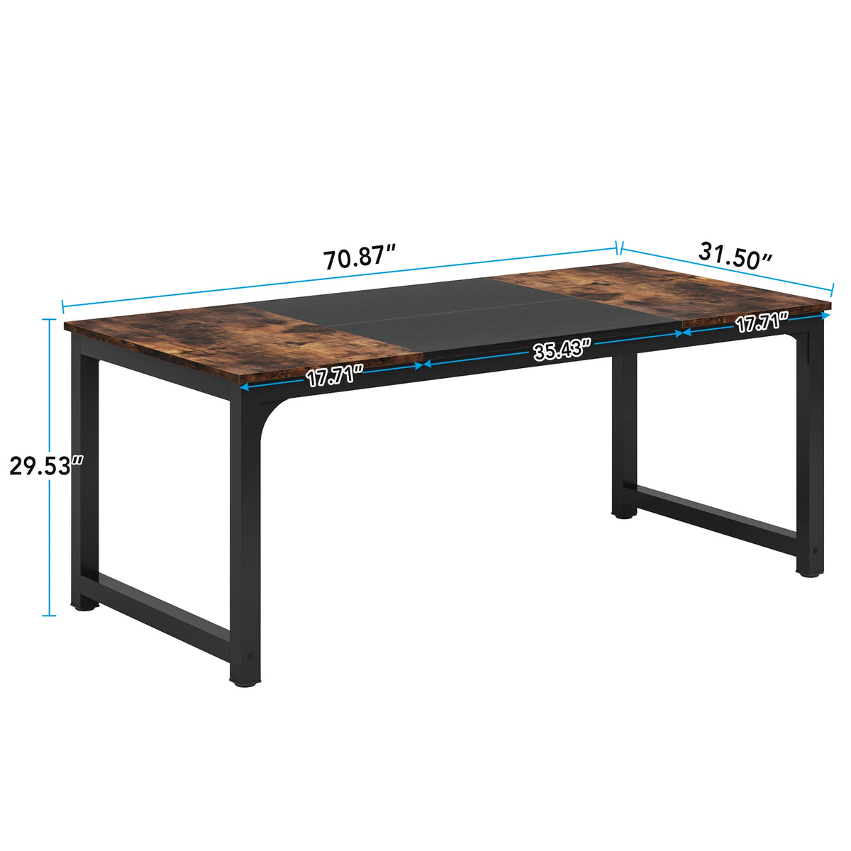 Tribesigns 63"x31.5" Dining Table, Industrial Kitchen Table for 6-8 Person, Rectangular Dinner Table for Dining Room Kitchen