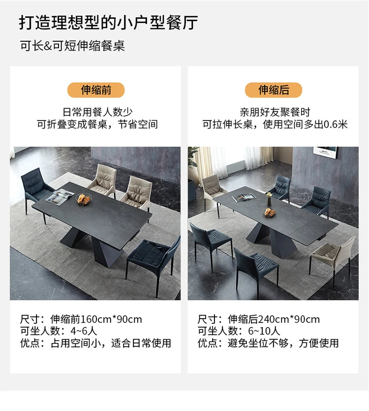 Extendable Extending Dining Table Coffee Restaurant Kitchen Study Dining Table Modern Luxury Service Mesa Living Room Furniture