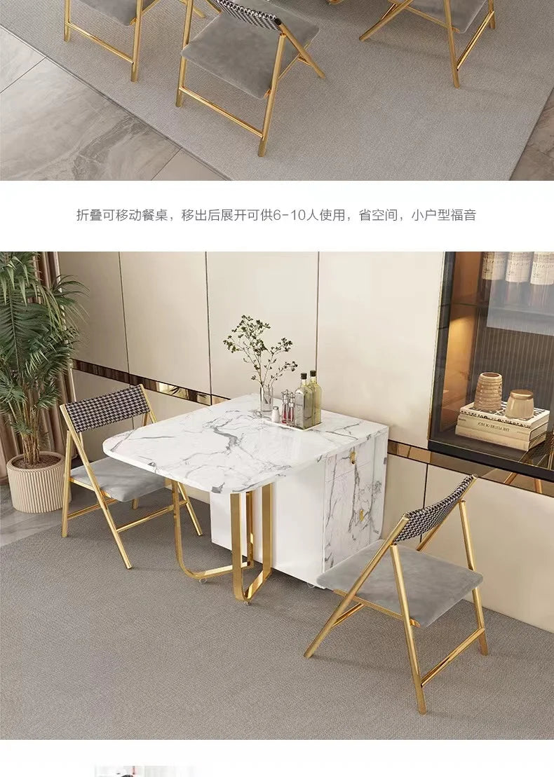 Folding Dining Table 8-10 People Table Set 1.6m Square Table With Chair Set Furniture For Dining Room Apartment Living Room