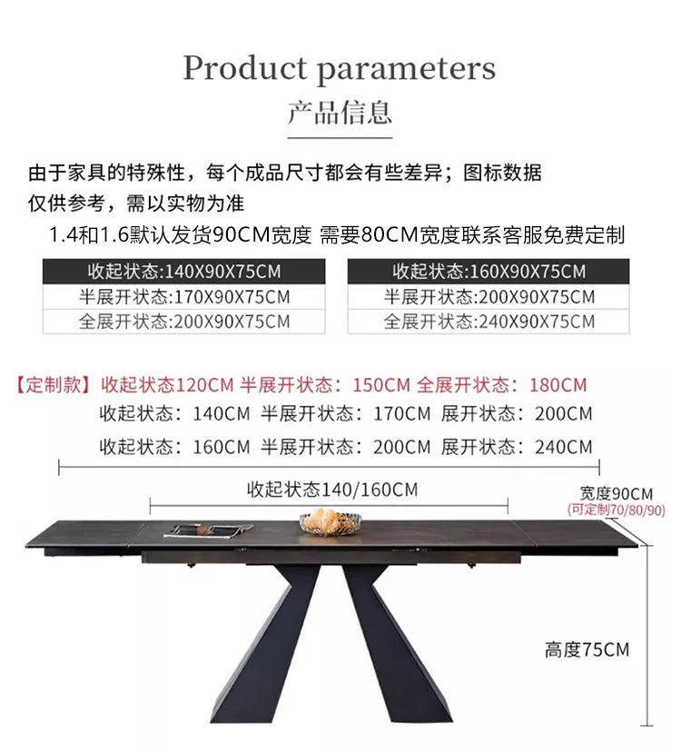 Extendable Extending Dining Table Coffee Restaurant Kitchen Study Dining Table Modern Luxury Service Mesa Living Room Furniture