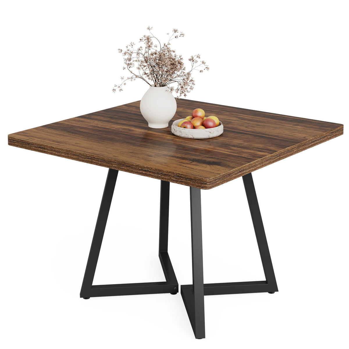 Tribesigns Square Dining Table for 4, 31.5" Industrial Dinner Table with Metal Base, Wood Kitchen Table for Dining Room