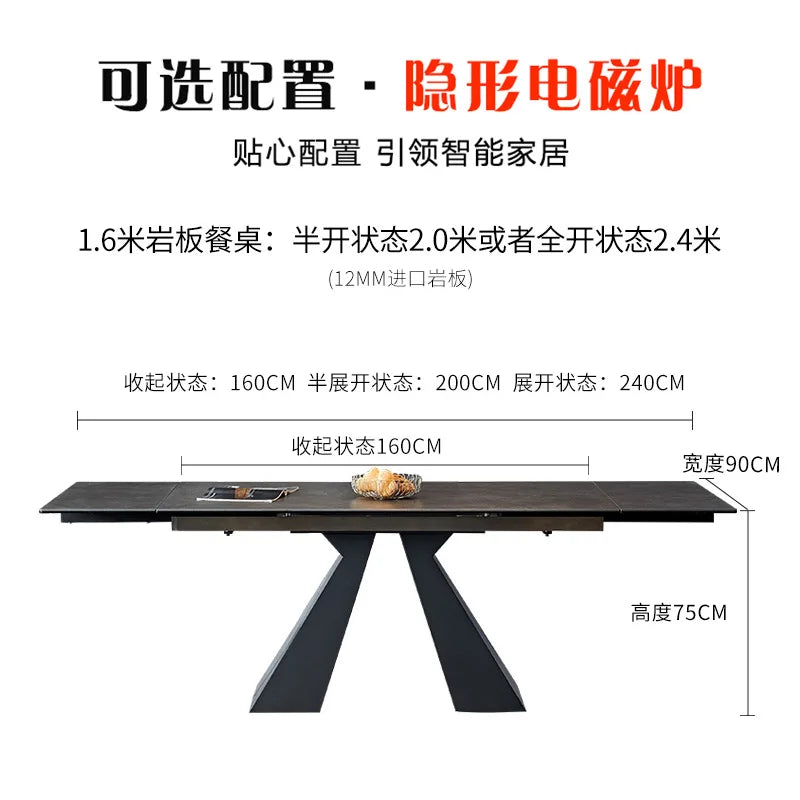 Extendable Extending Dining Table Coffee Restaurant Kitchen Study Dining Table Modern Luxury Service Mesa Living Room Furniture