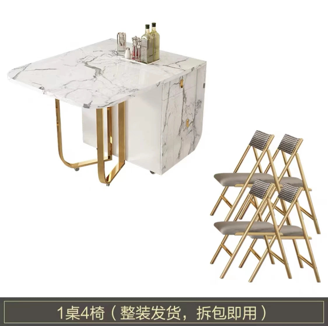 Folding Dining Table 8-10 People Table Set 1.6m Square Table With Chair Set Furniture For Dining Room Apartment Living Room